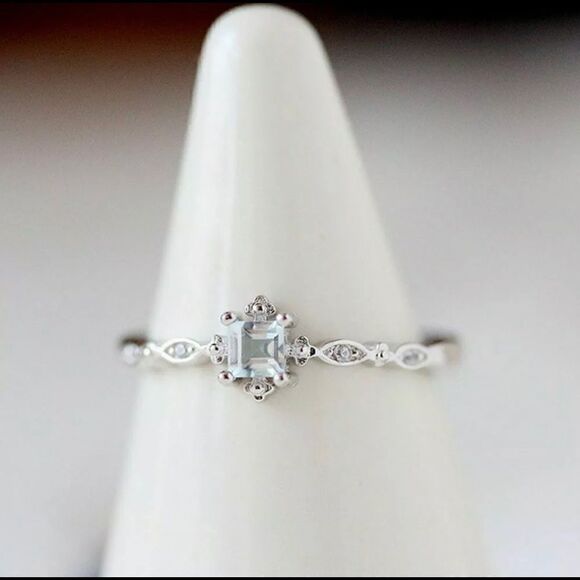 Dainty Topaz CZ Diamond Ring - Picture 1 of 7